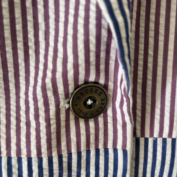 Brooks Brothers Striped Color Blocked Seersucker Blazer Preppy Size 4 - Picture 6 of 10